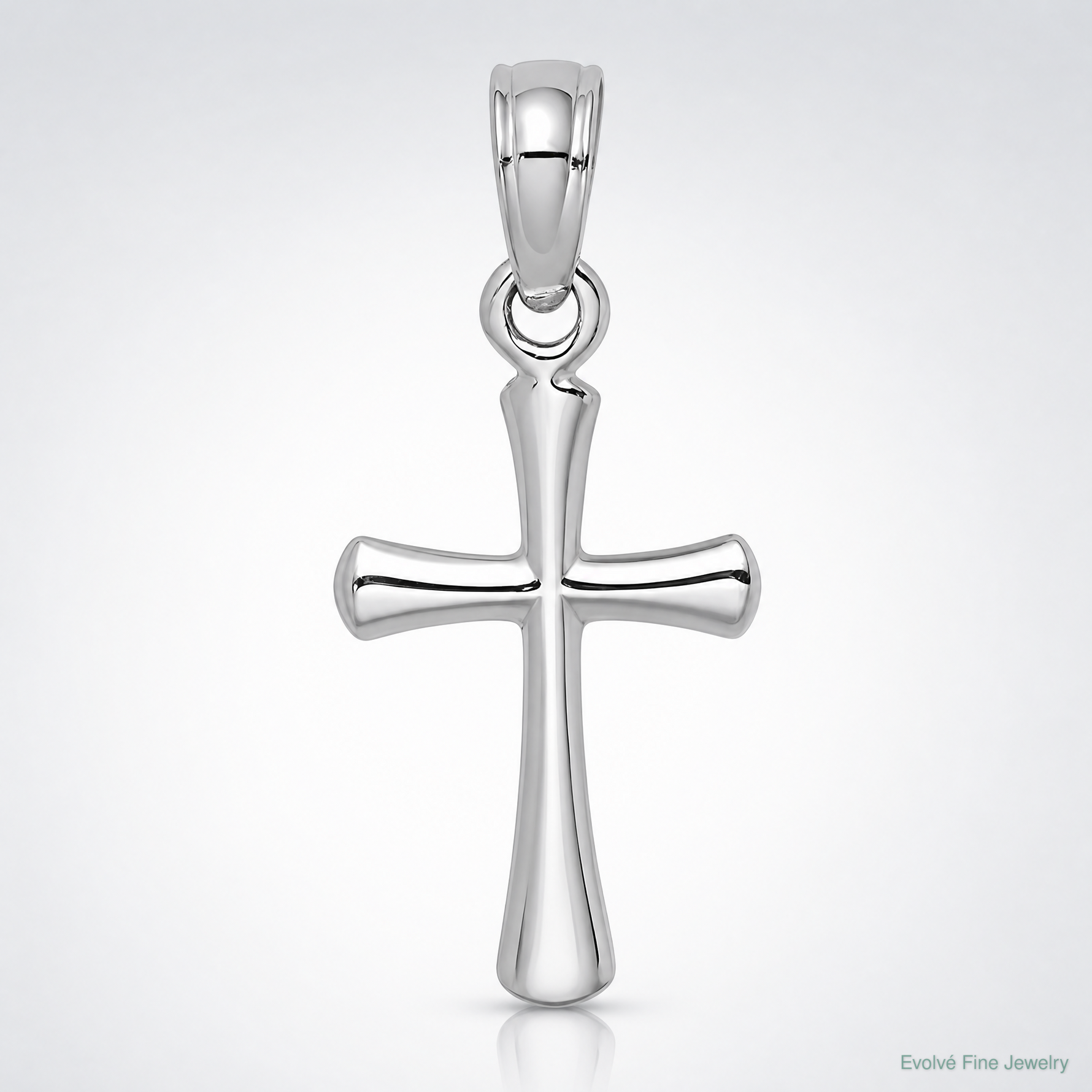 14K White Gold Polished Beveled Cross w/ Round tips Charm - Lifestyle View