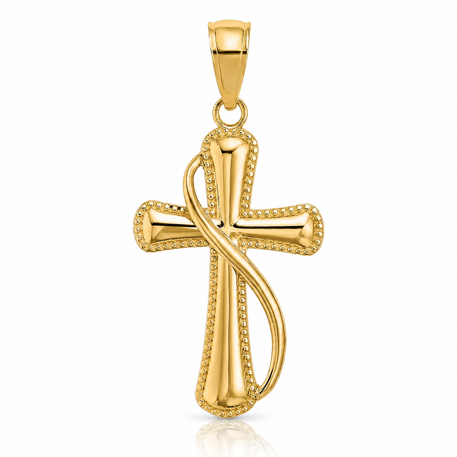 14K Cross With Drape Charm - Lifestyle View