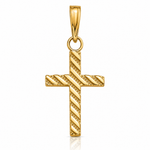 14K Beaded and Polished Cross Charm - Lifestyle View