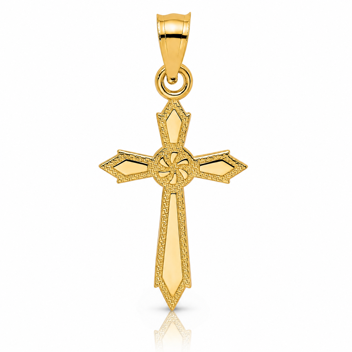 14K w/ Engraved Edges Cross Charm - Lifestyle View