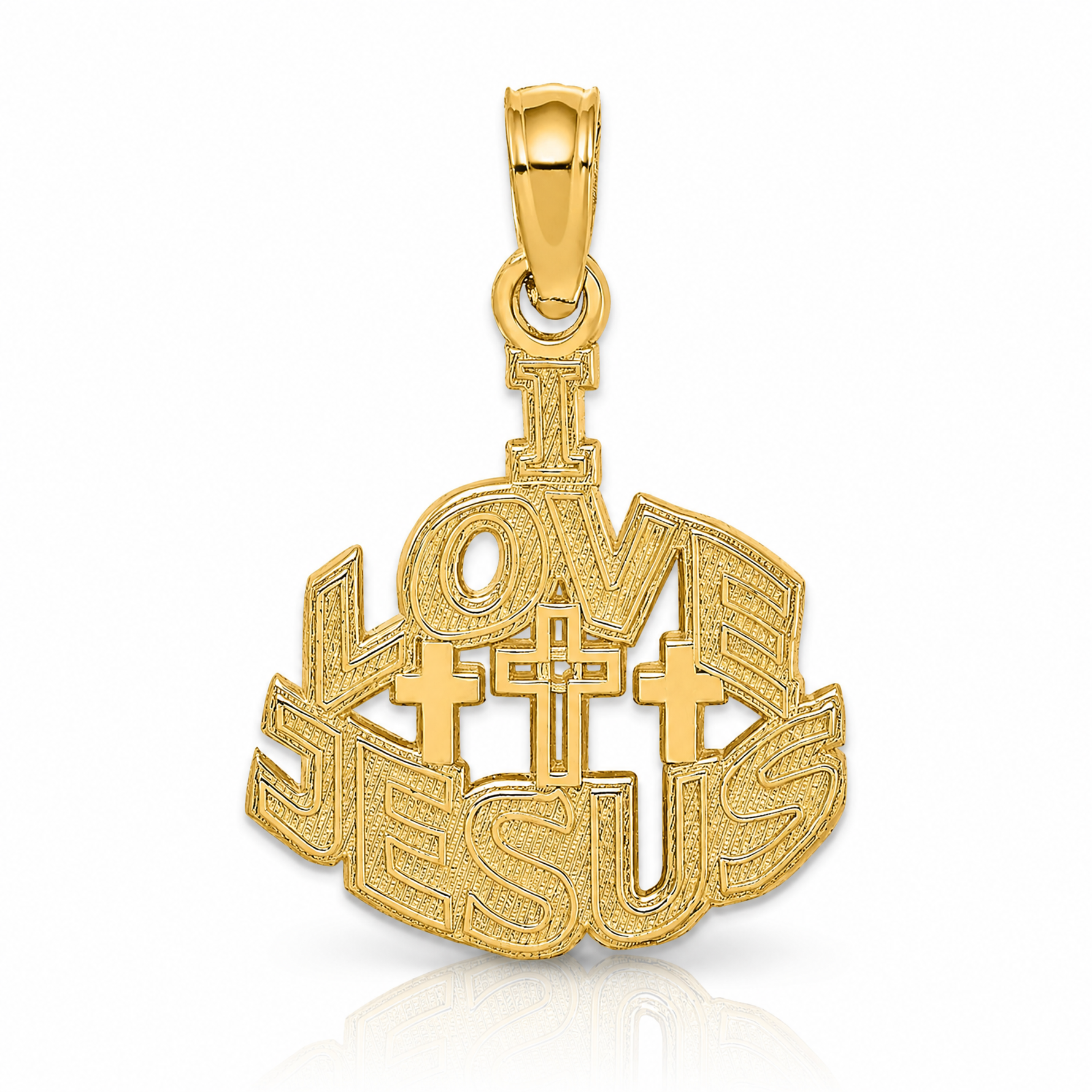 14K I LOVE JESUS Cross Charm - Lifestyle View