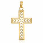 14K Filigree Beaded Outline Cross Charm - Lifestyle View