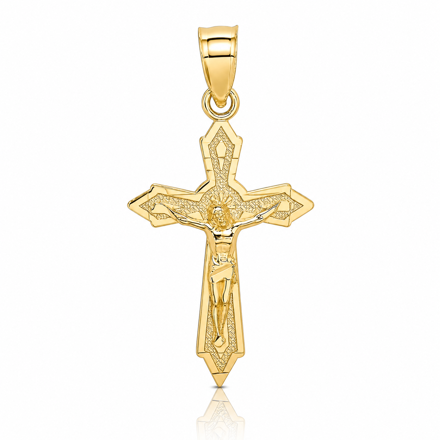 14K W/ Arrow Pointed Ends Crucifix Charm - Lifestyle View