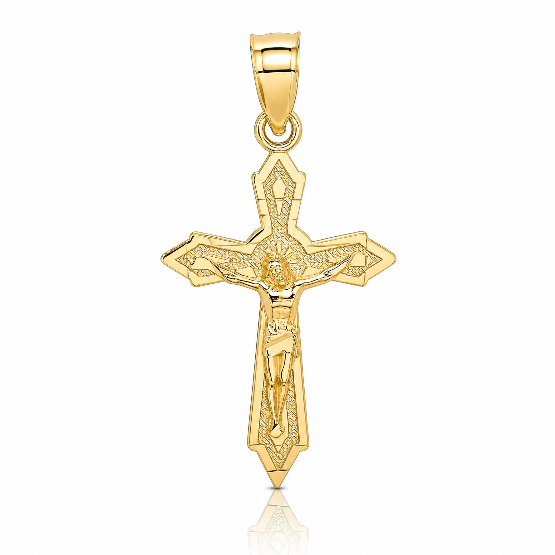 14K W/ Arrow Pointed Ends Crucifix Charm - Lifestyle View