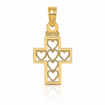14K Cut-Out Heart Design Cross Charm - Lifestyle View