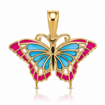 14K Small Enameled Blue and Red Butterfly Charm - Lifestyle View