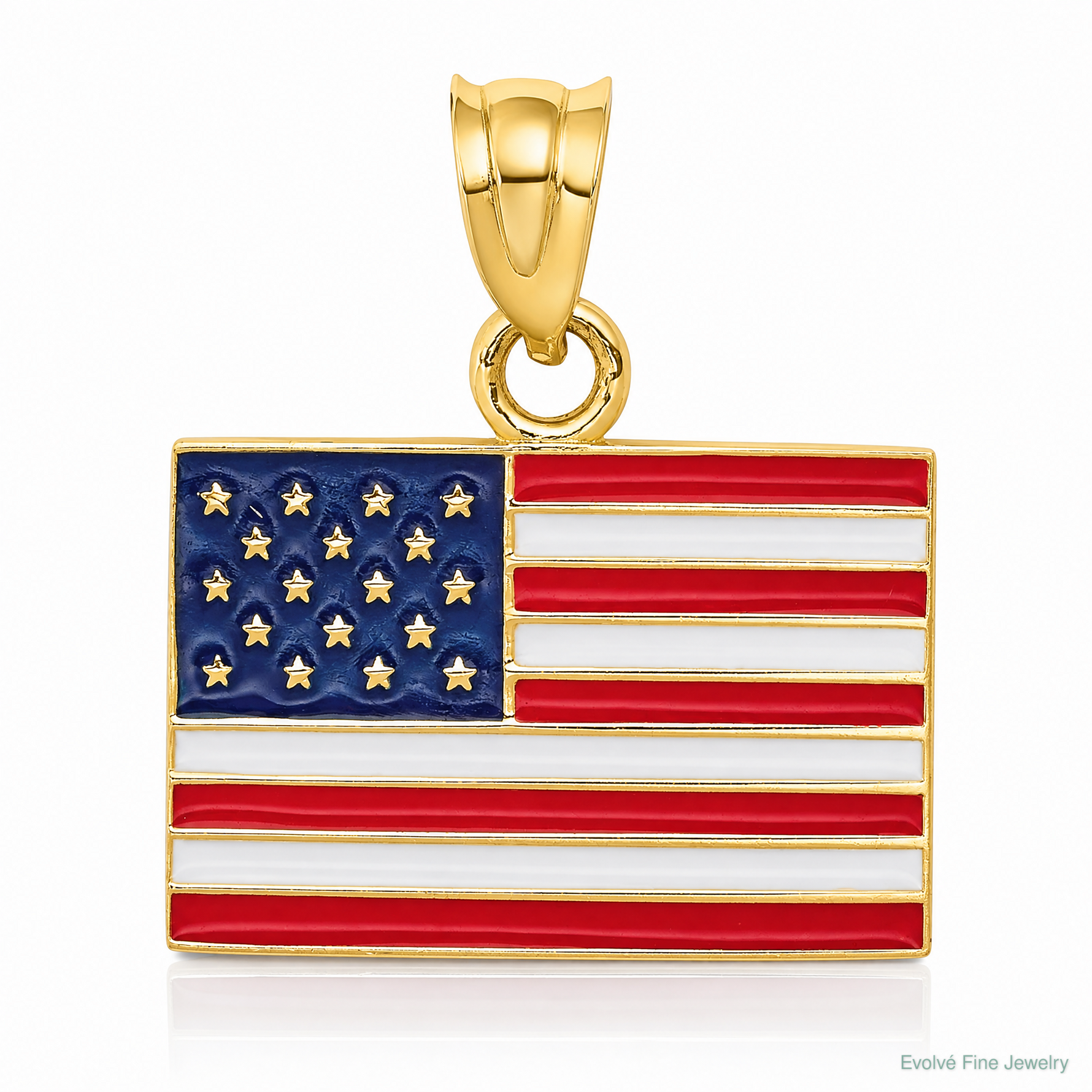 14k Enameled United States Flag Pendant - Lifestyle View
