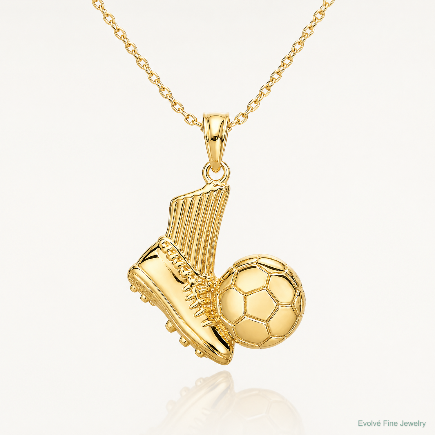 14K 2-D Soccer Shoe Kicking Ball Charm - Lifestyle View