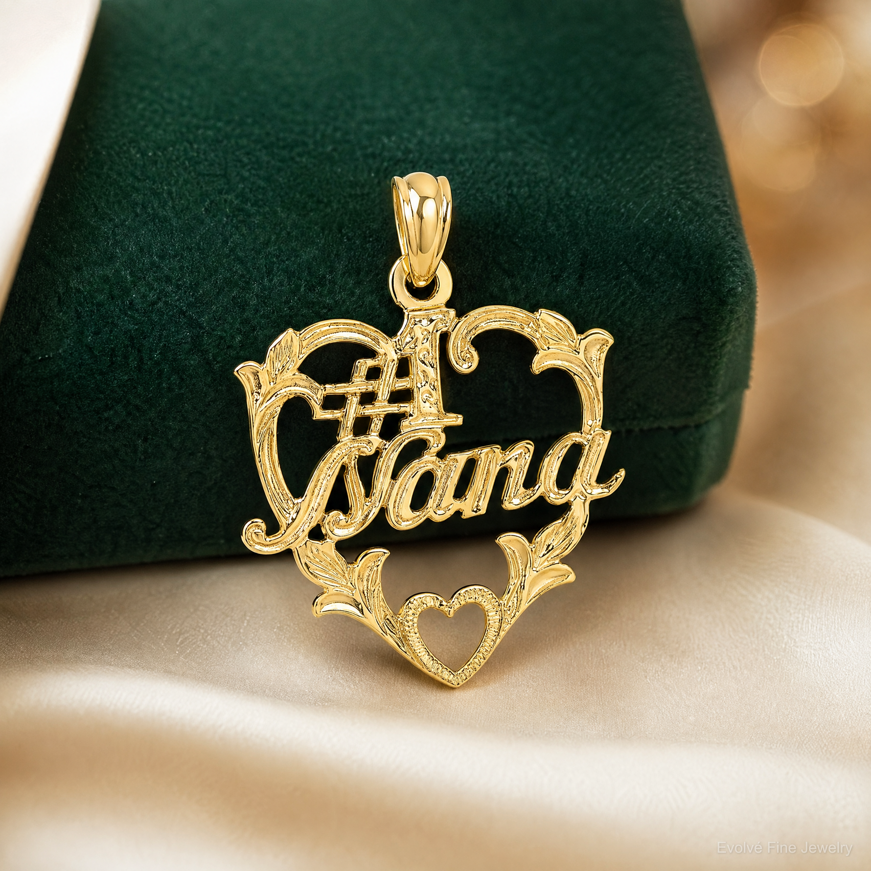14K #1 NANA  in Heart Charm - Lifestyle View