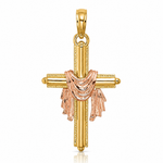 14K Two-Tone Cross w/ Drape Charm - Lifestyle View