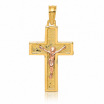 14K Two-Tone Latin Crucifix Charm - Lifestyle View