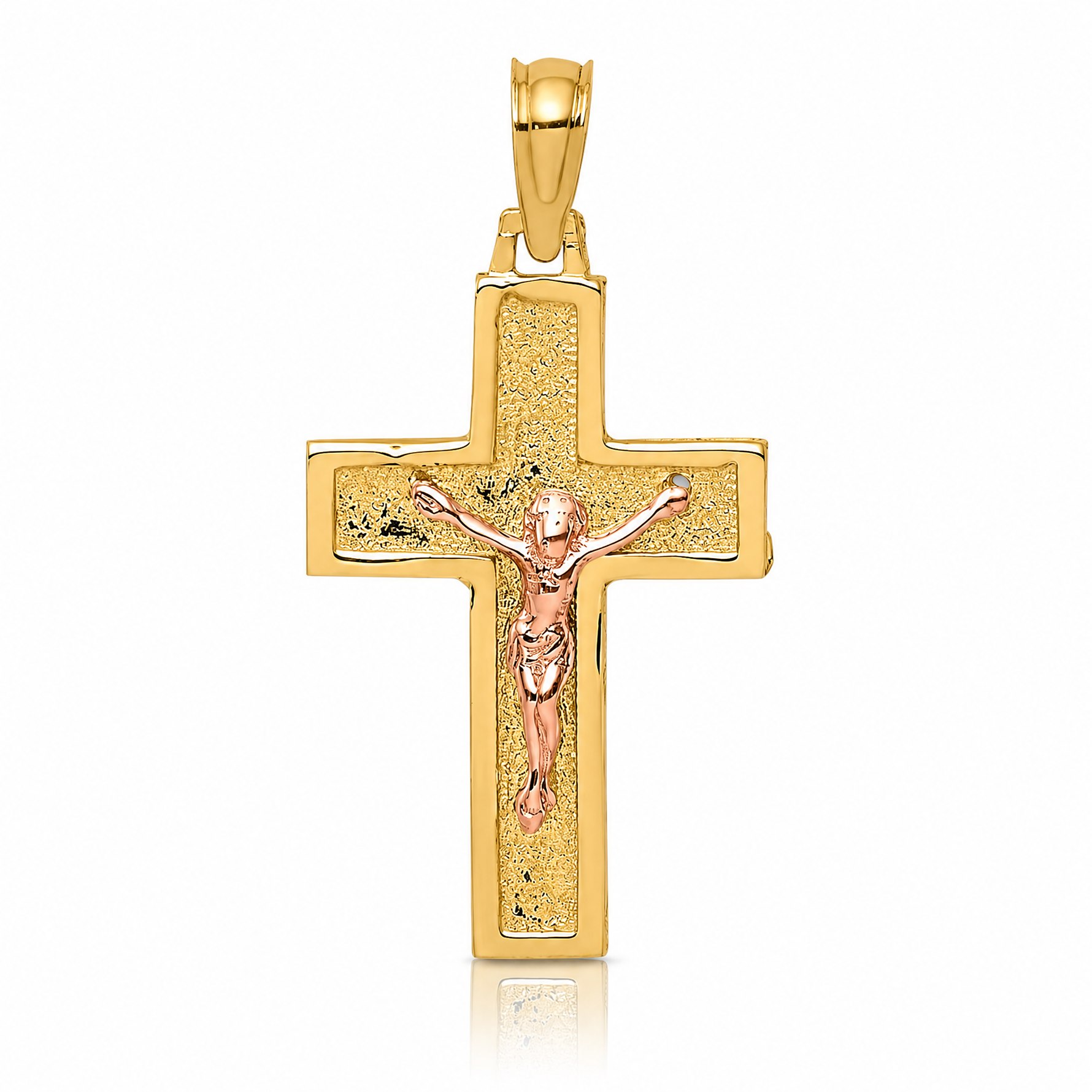 14K Two-Tone Latin Crucifix Charm - Lifestyle View