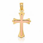 14K Two-Tone Cross Charm - Lifestyle View