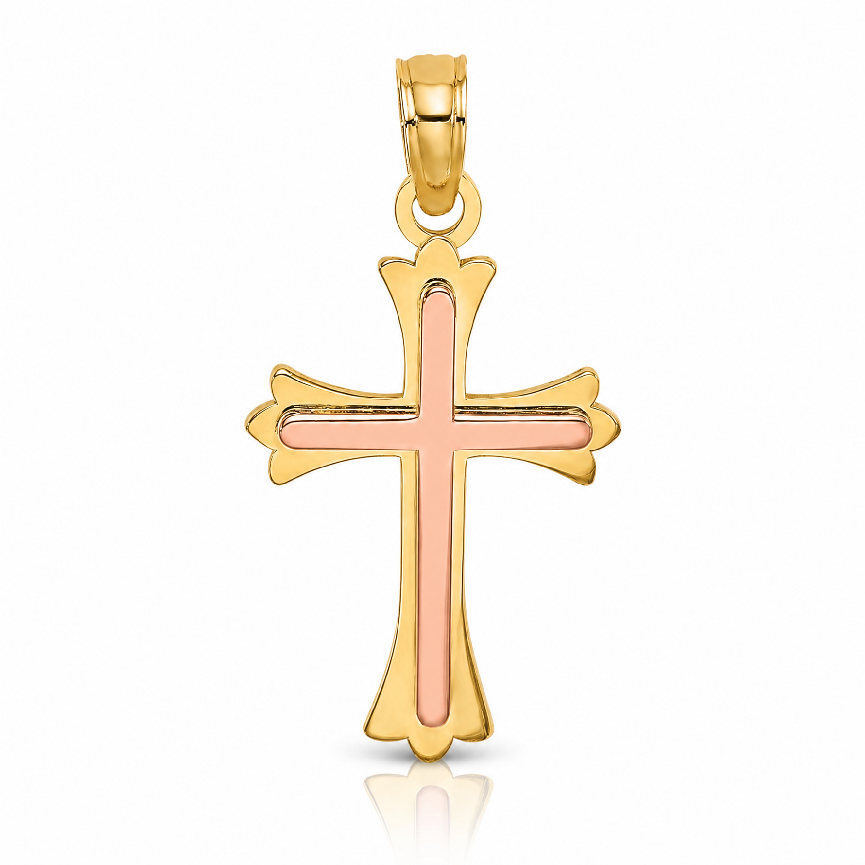 14K Two-Tone Cross Charm - Lifestyle View