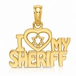 14k I HEART MY SHERIFF Charm - Lifestyle View