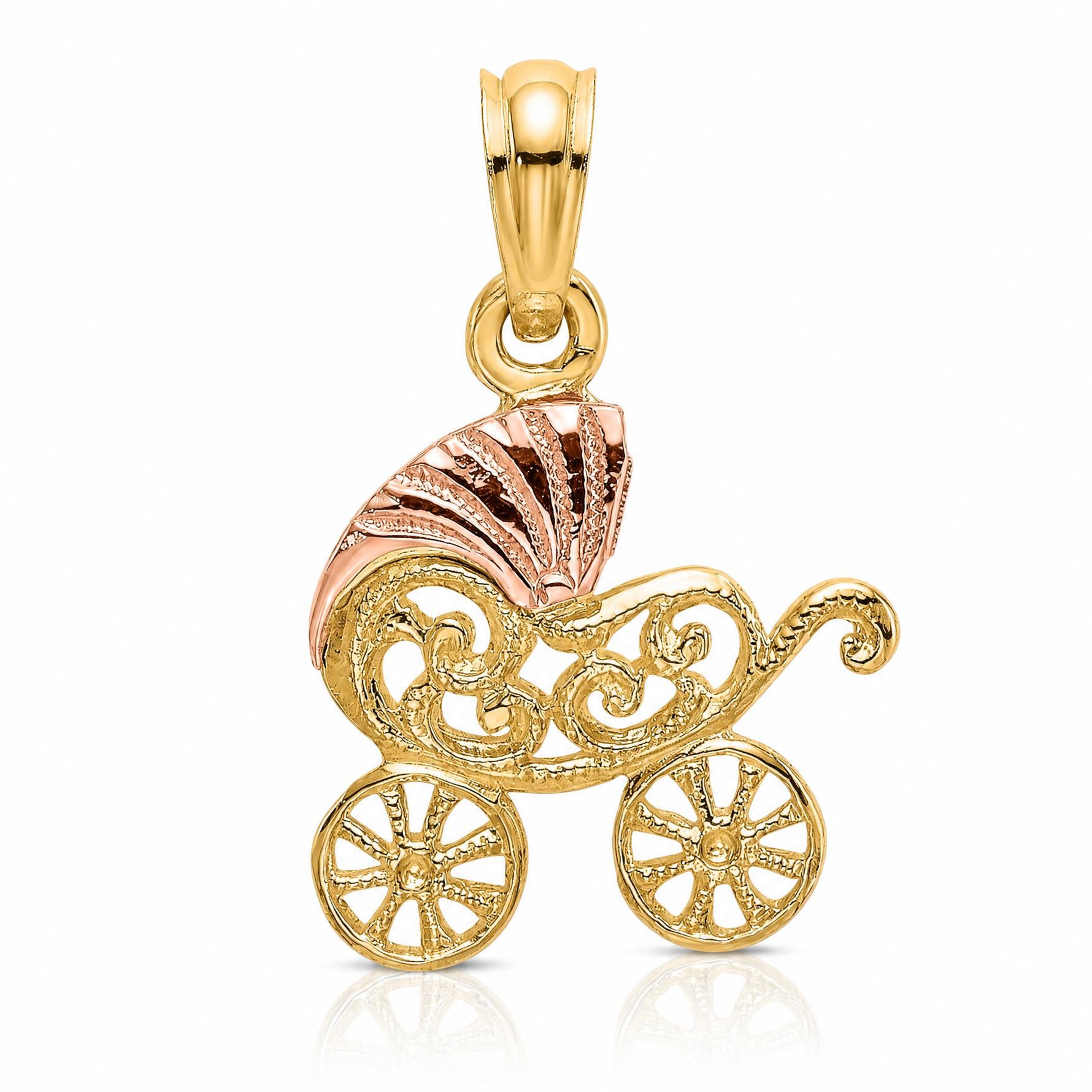 14k Two-Tone Baby Carriage w/ Visor Charm - Lifestyle View