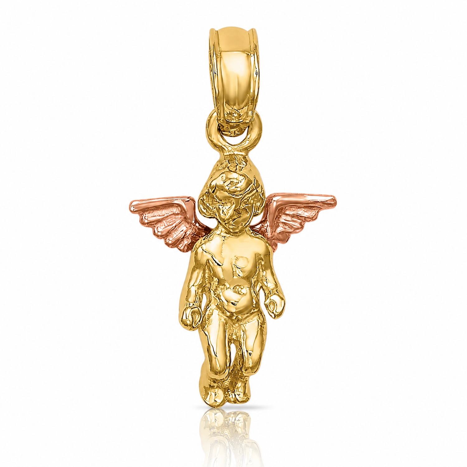 14K Two-Tone 3-D Mini Guardian Angel Charm - Lifestyle View