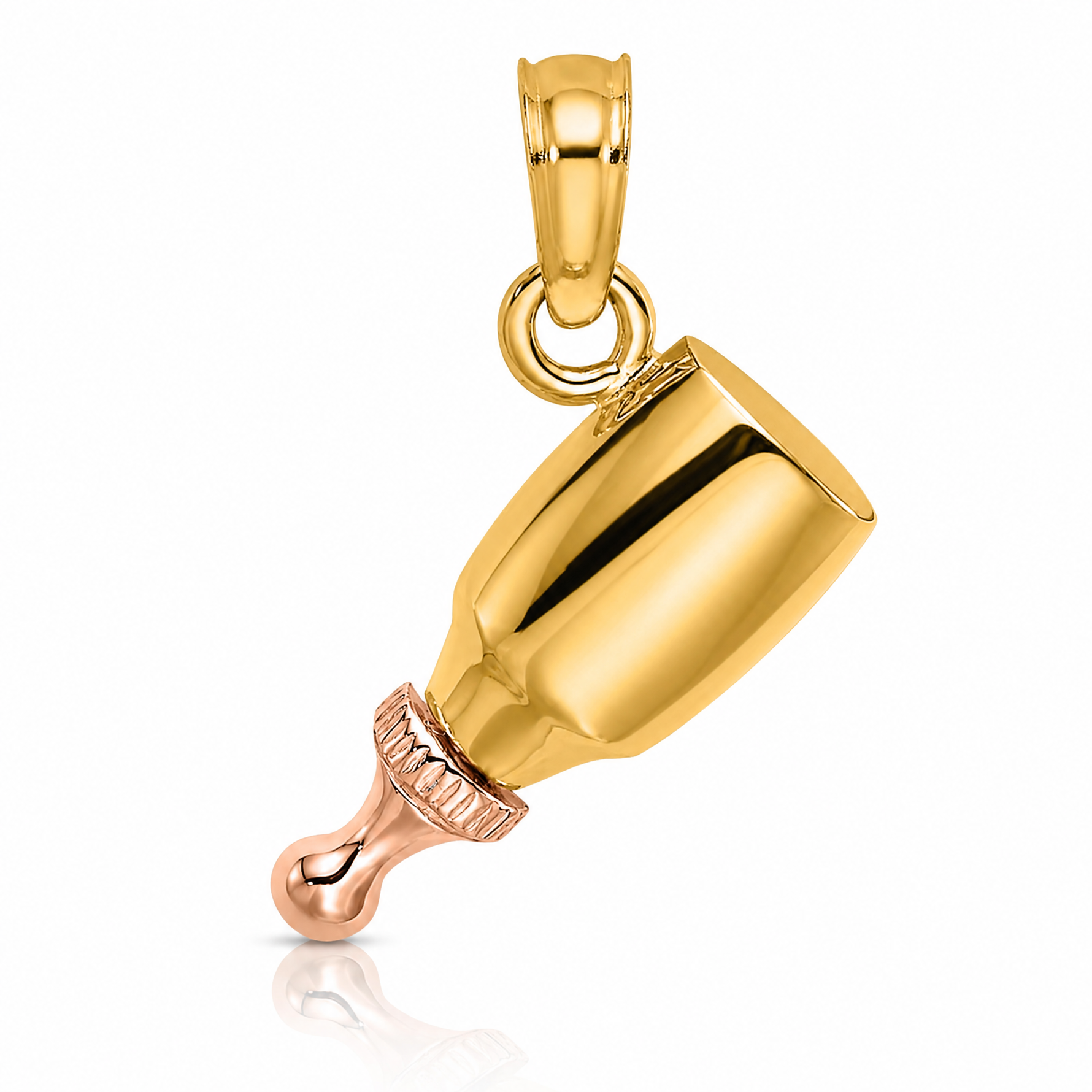 14k Two-Tone Baby Bottle Charm - Lifestyle View