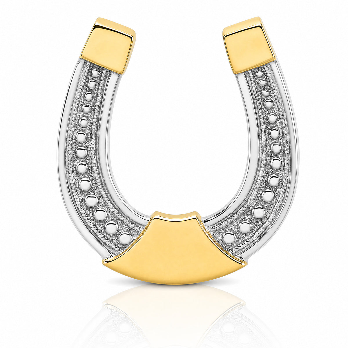 14k w/ Rhodium Horseshoe Chain Slide Charm - Lifestyle View