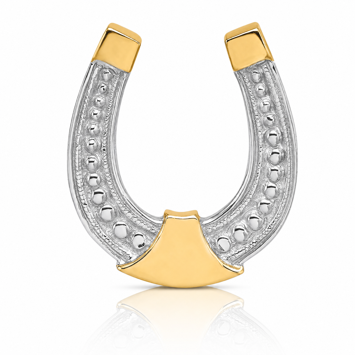 14k w/ Rhodium Horseshoe Chain Slide Charm - Lifestyle View