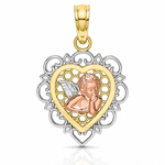 14K Two-tone w/White Rhodium Small Angel In Heart Charm - Lifestyle View