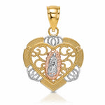 14KTwo-tone w/White Rhodium Guadalupe In Heart Charm - Lifestyle View