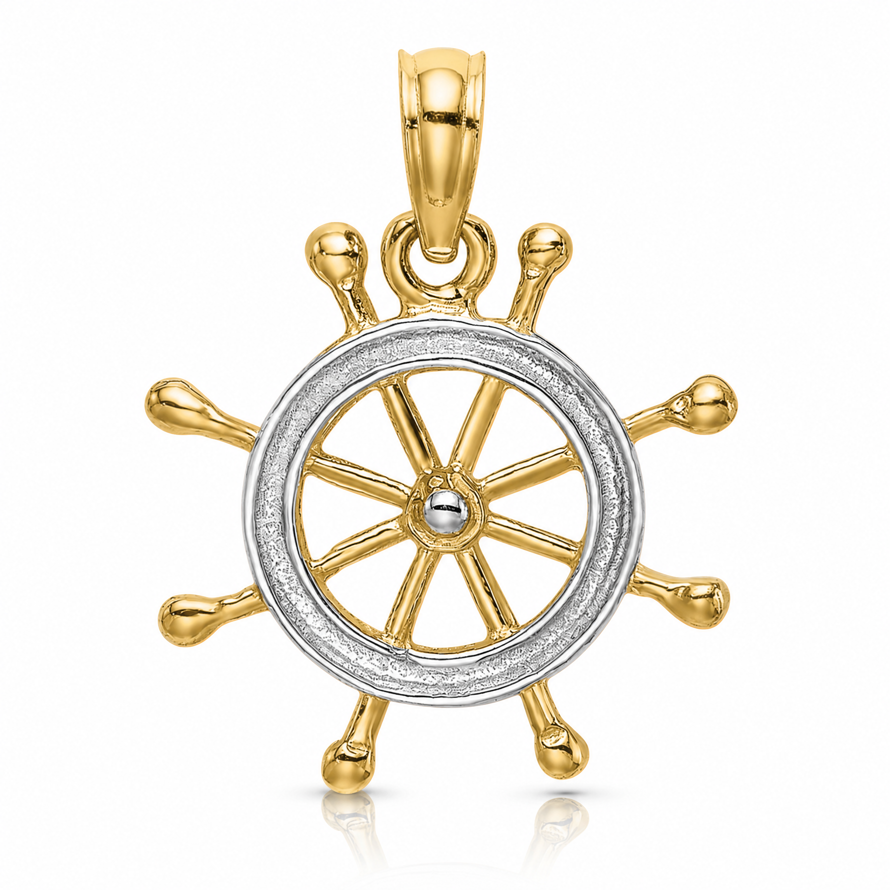 14K W/ Rhodium 2-D Ship Wheel Charm - Lifestyle View