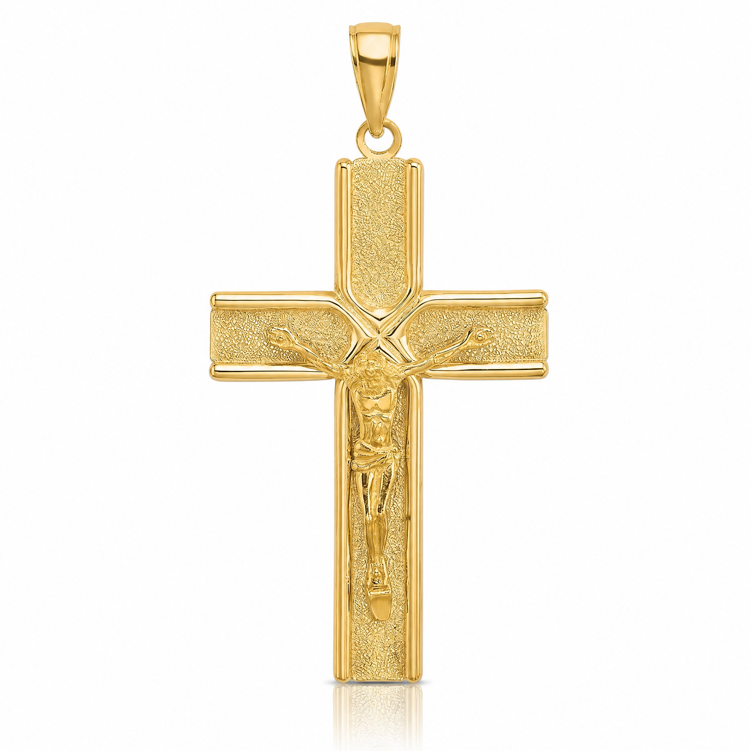 14K W/ Satin Finish Crucifix Charm - Lifestyle View