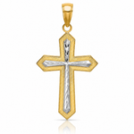 14K W/ Rhodium Center Cross Charm - Lifestyle View