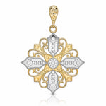 14k w/ Rhodium Cut-out Cross Medallion Charm - Lifestyle View