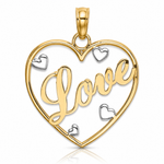 14k w/Rhodium LOVE w/Hearts Pendant - Lifestyle View