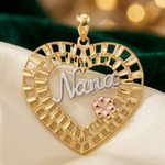14k Two-tone w/White Rhodium NANA Heart w/Flowers Charm - Lifestyle View