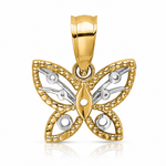 14k w/ Rhodium Diamond-cut Butterfly Charm - Lifestyle View