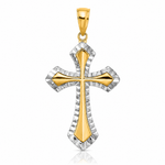 14K w/ Rhodium and D/C Reversible Cross Charm - Lifestyle View