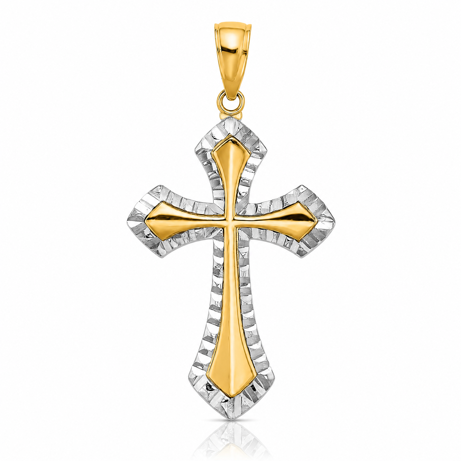 14K w/ Rhodium and D/C Reversible Cross Charm - Lifestyle View