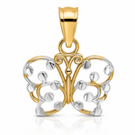 14k w/ Rhodium Diamond-cut Butterfly Charm - Lifestyle View