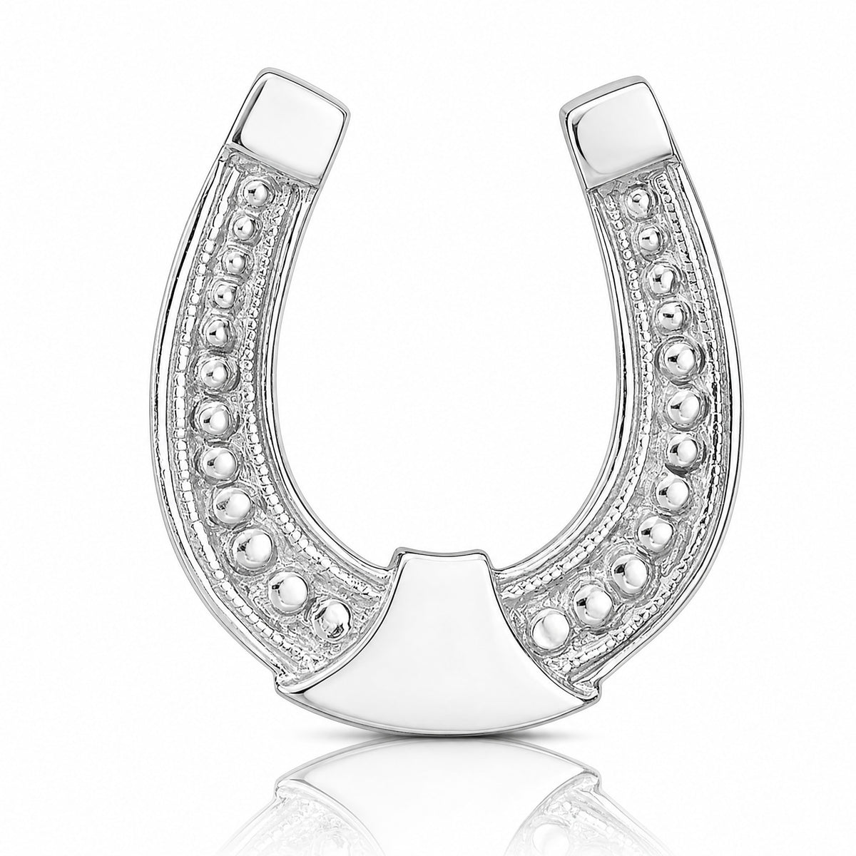 14k White  Gold Horseshoe Chain Slide Charm - Lifestyle View