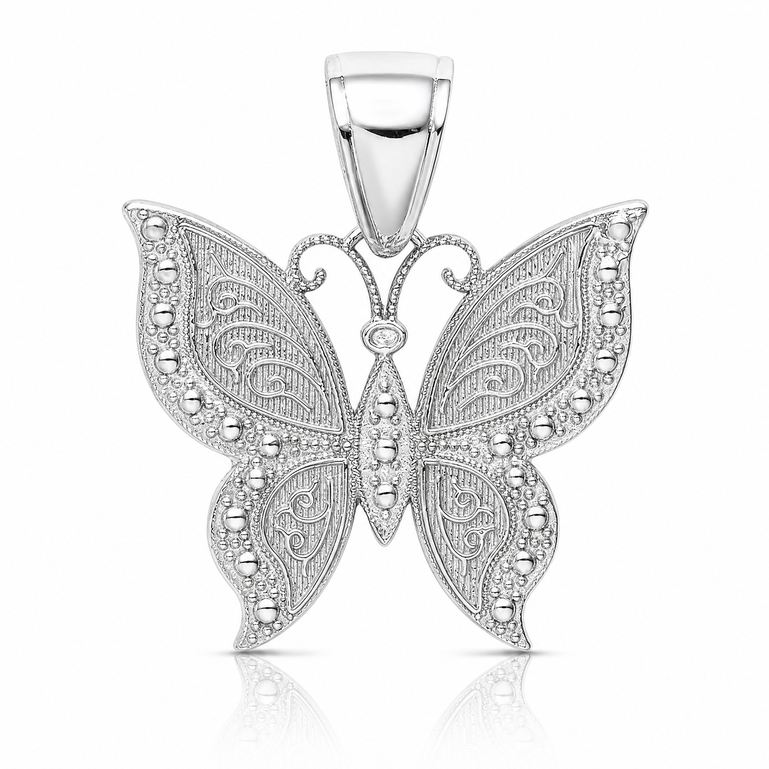 14K White Gold Butterfly Pendant - Lifestyle View