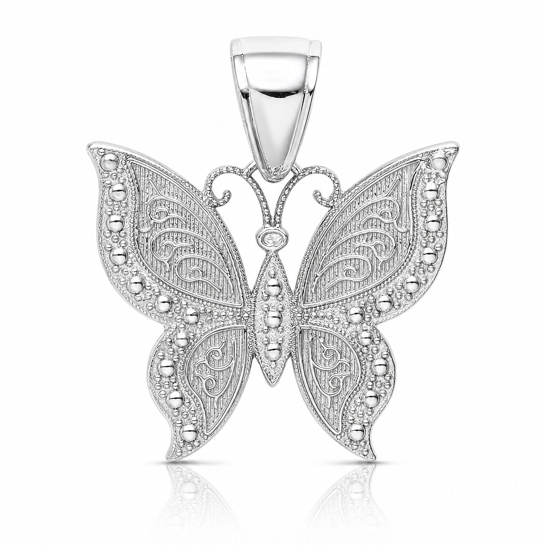 14K White Gold Butterfly Pendant - Lifestyle View