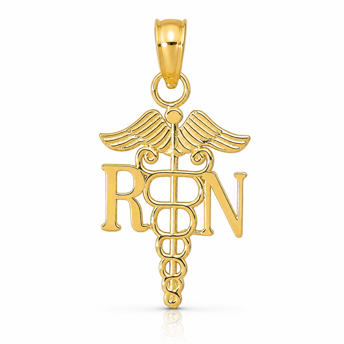 14k Polished R.N. Pendant - Lifestyle View