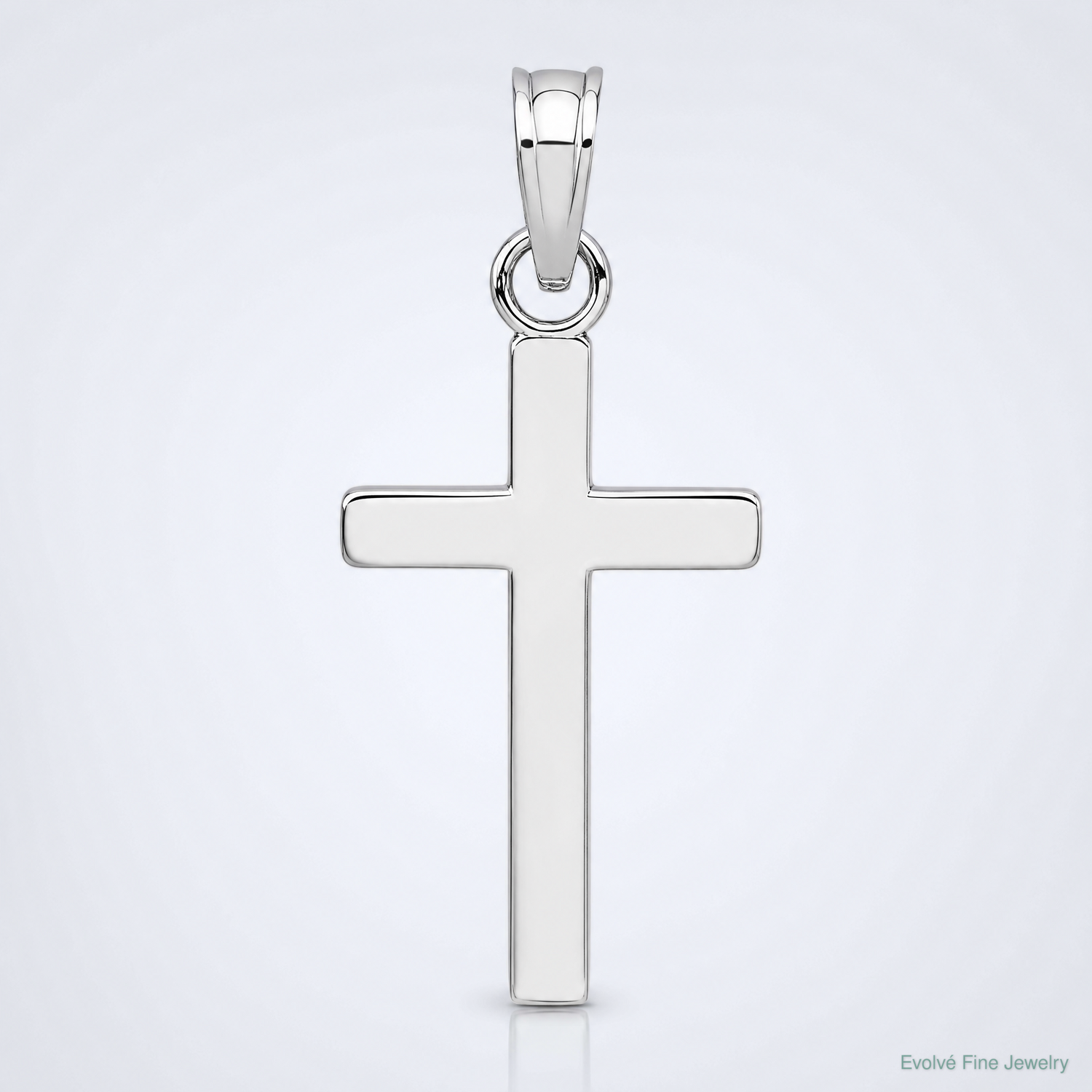 14k White Gold Polished Cross Pendant - Lifestyle View
