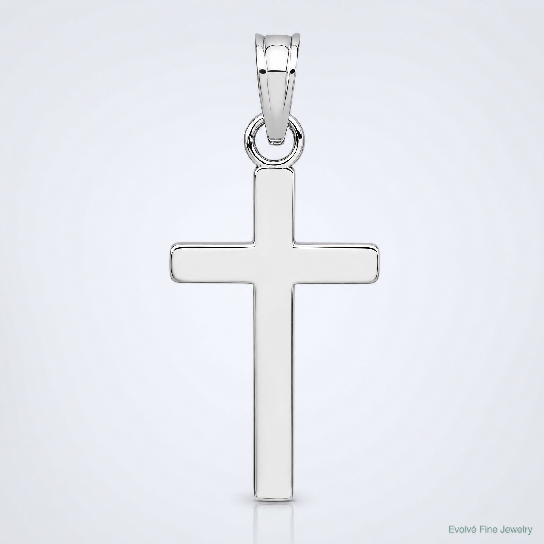 14k White Gold Polished Cross Pendant - Lifestyle View