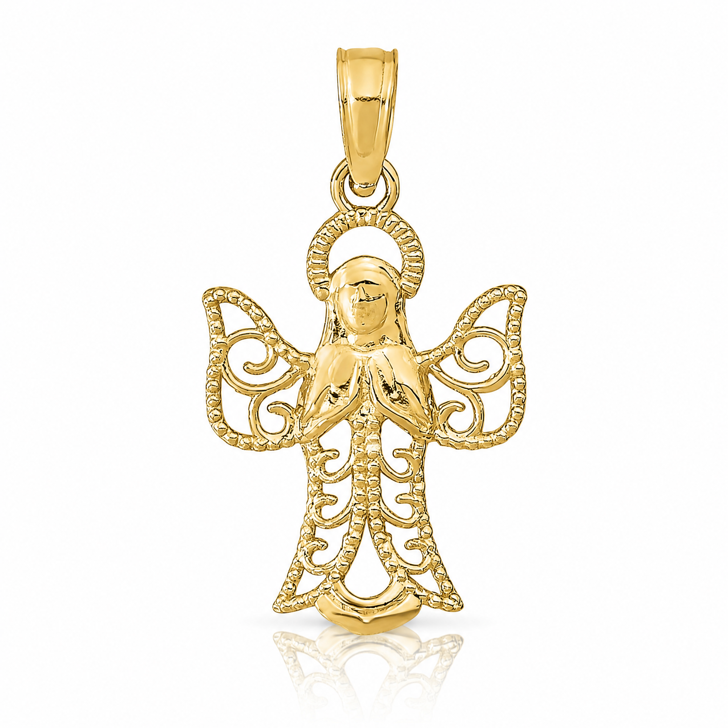 14k Angel Pendant - Lifestyle View