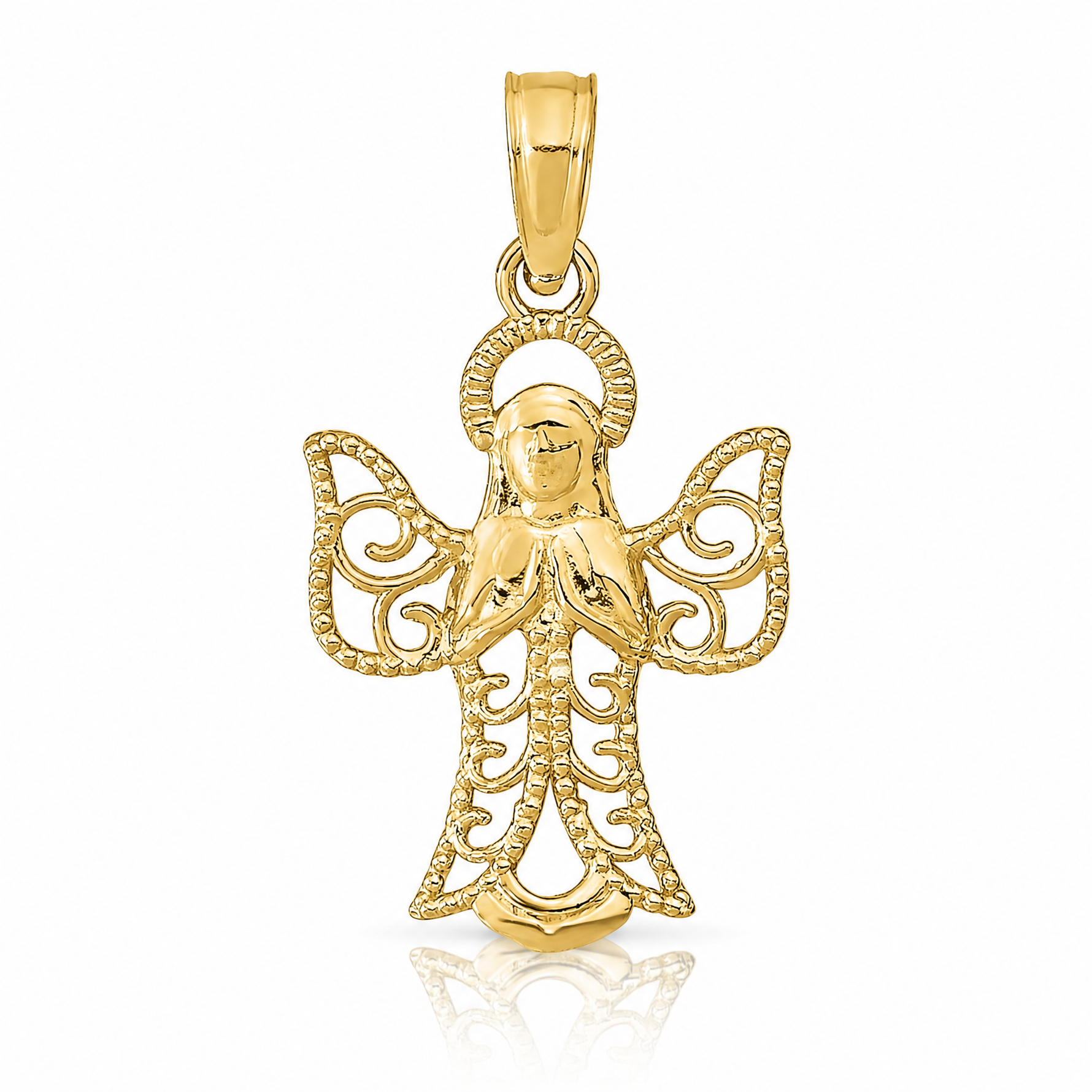 14k Angel Pendant - Lifestyle View