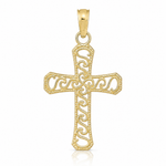 14k Fancy Cross Pendant - Lifestyle View