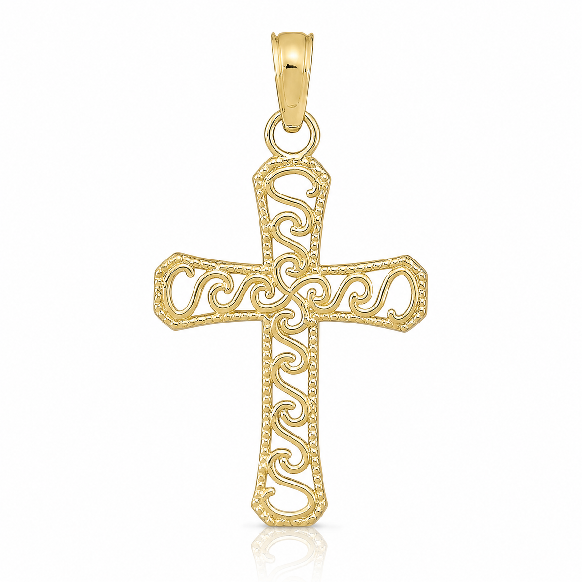 14k Fancy Cross Pendant - Lifestyle View