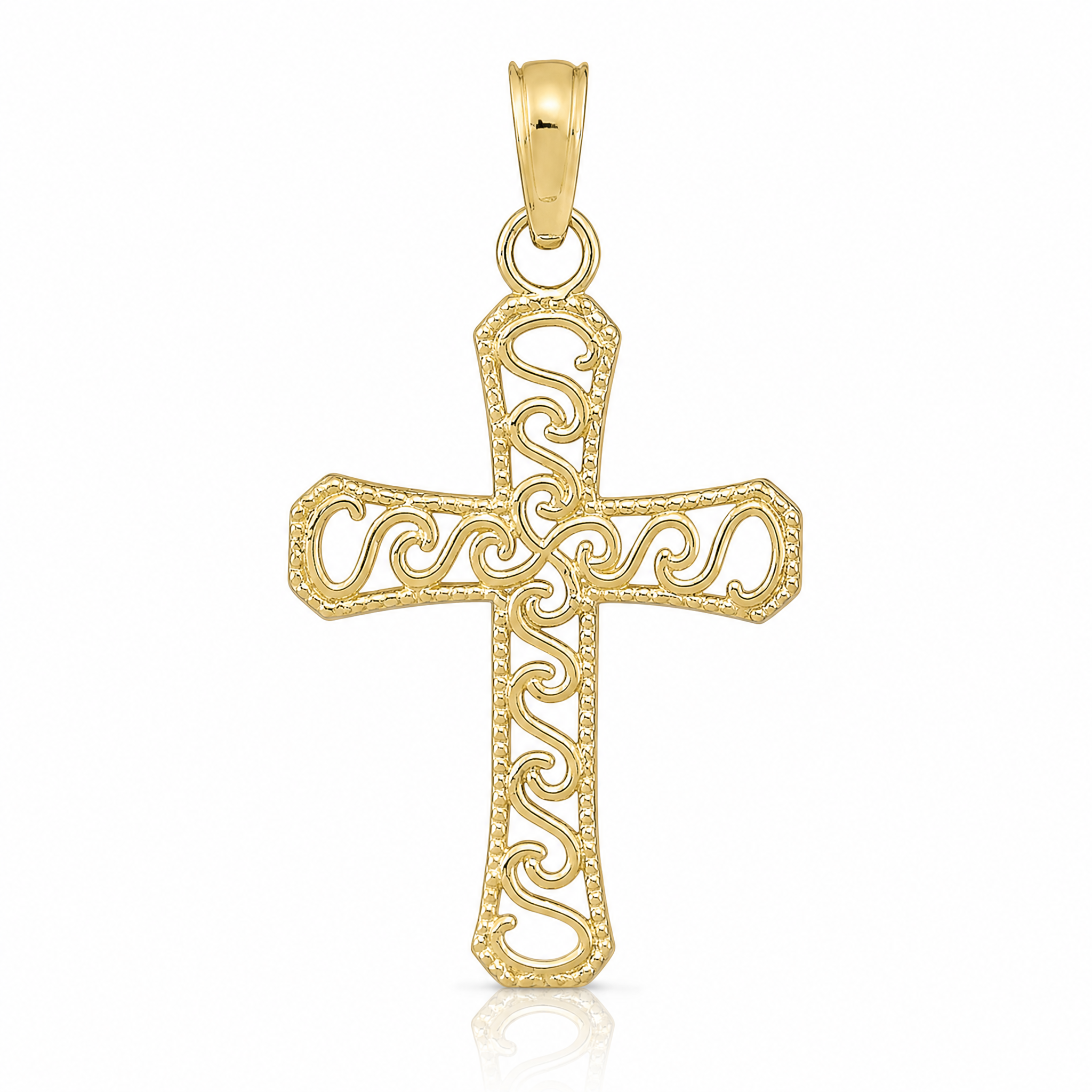 14k Fancy Cross Pendant - Lifestyle View