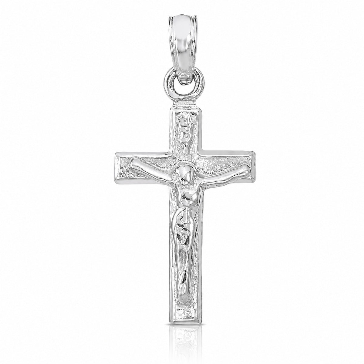 14k White Gold Crucifix Pendant - Lifestyle View