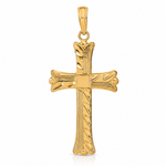 14K Textured w/Square Center Cross Pendant - Lifestyle View