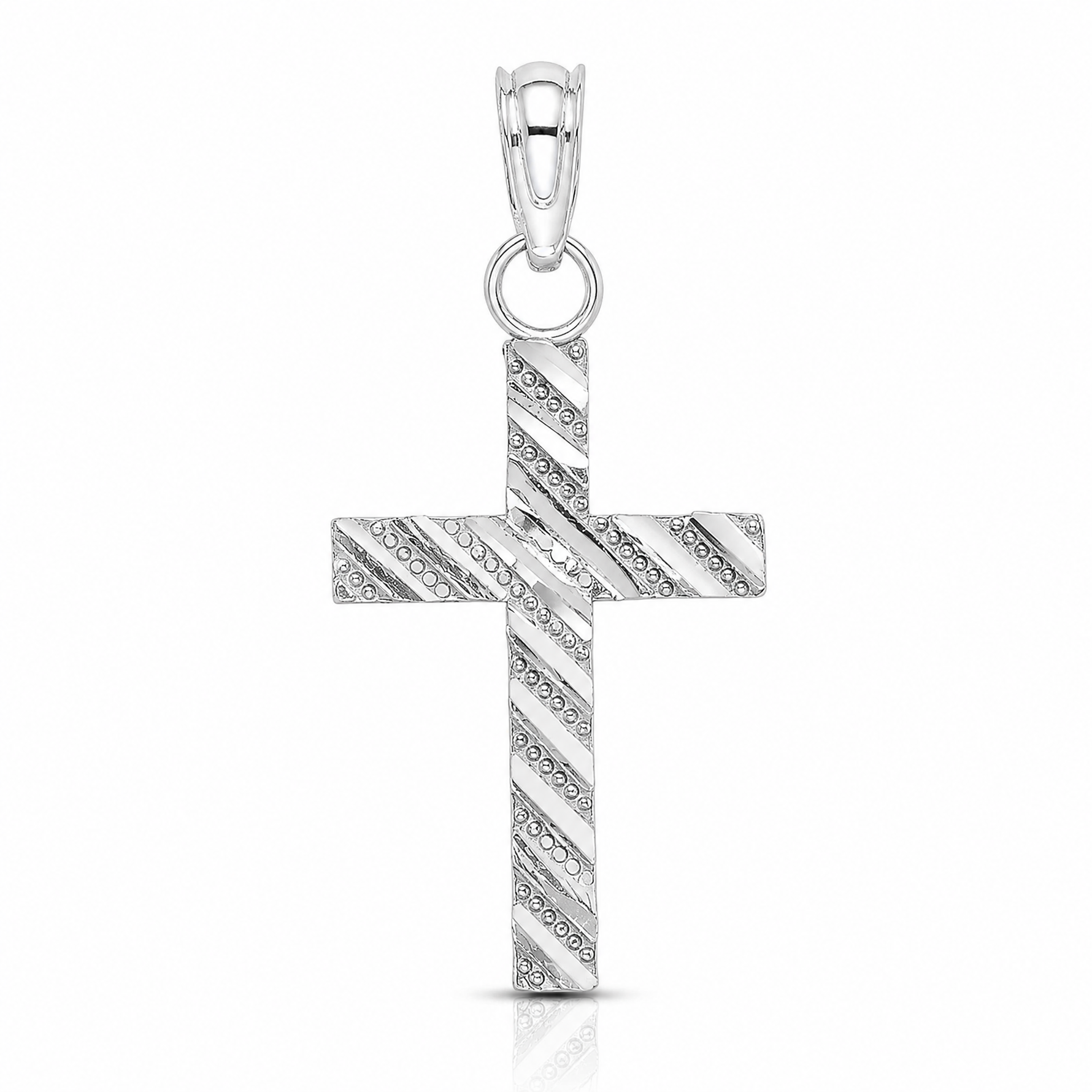 14k White Gold D/C Cross Pendant - Lifestyle View